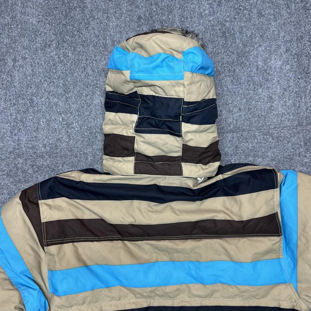 Special Blend Jacket Mens Medium Blue Striped Down Hooded Waterproof Ski Snow - Picture 11 of 16
